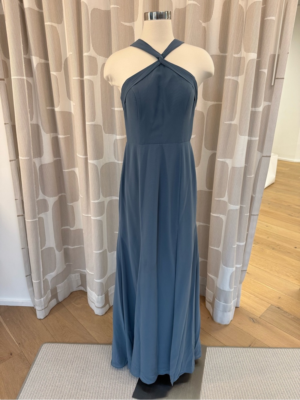 Azazie Dusty Blue Halter Dress